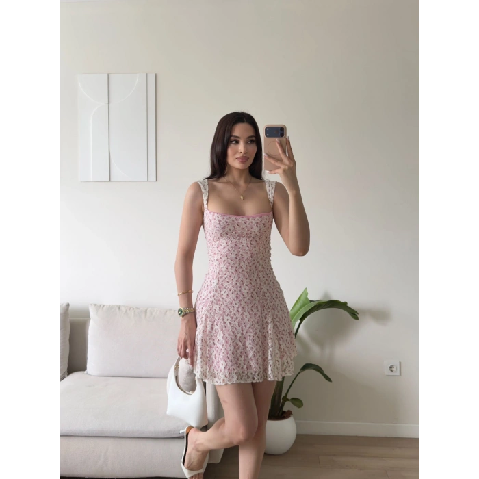 Mini Dantel Baskılı Elbise