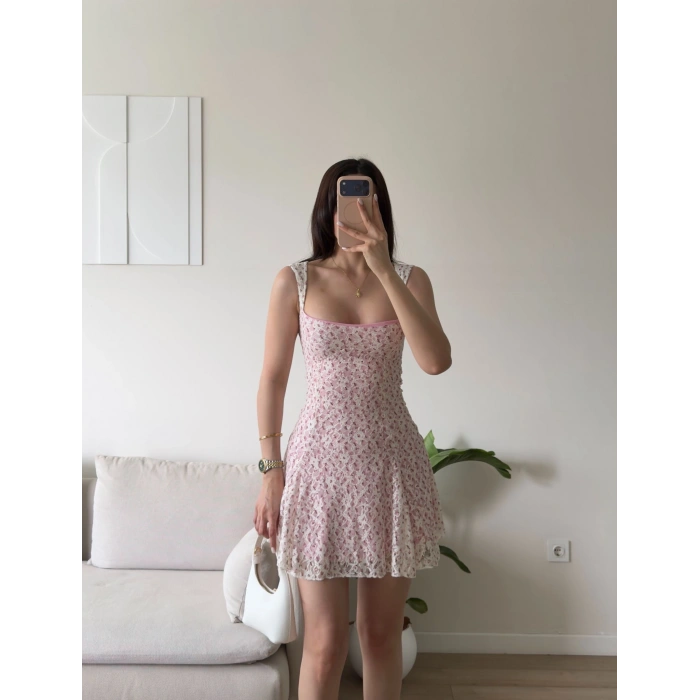 Mini Dantel Baskılı Elbise