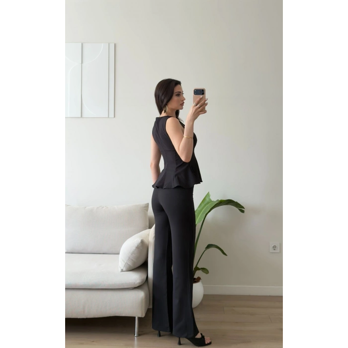 Premium Volanlı Pantolon Takım - SİYAH