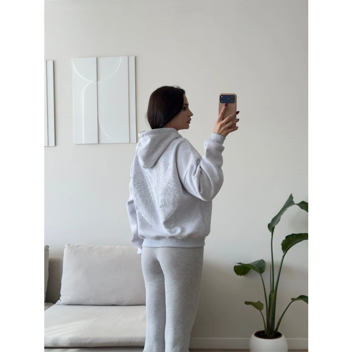 Angel Baskı Oversize Sweat - GRİ