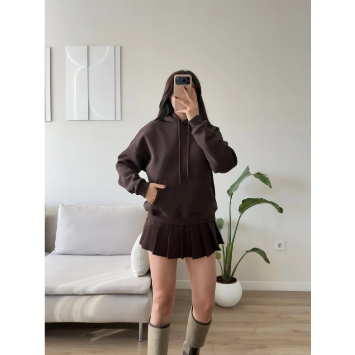 Angel Baskı Oversize Sweat - KAHVE