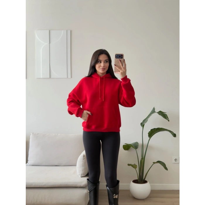 Angel Baskı Oversize Sweat - KIRMIZI