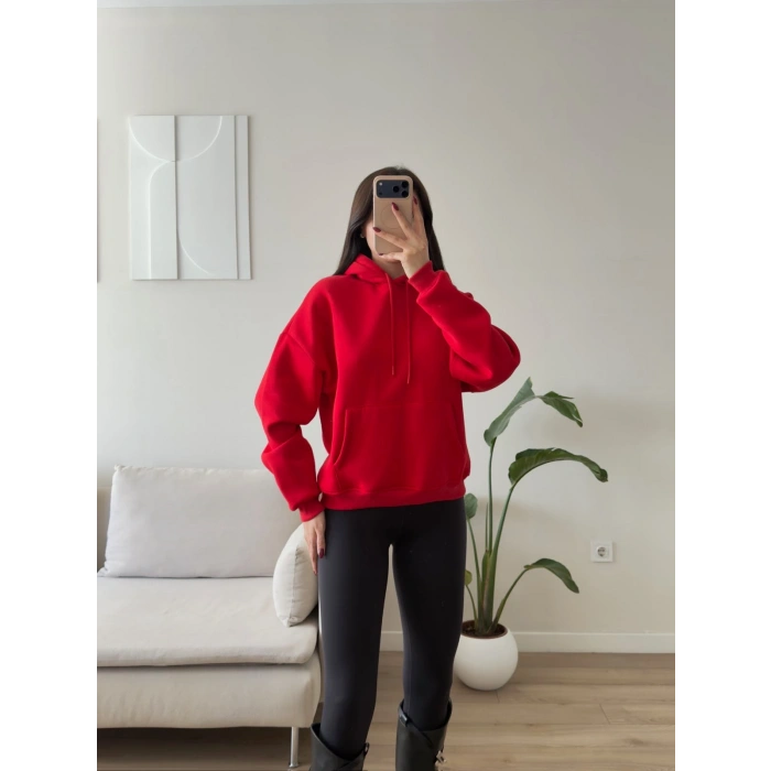 Angel Baskı Oversize Sweat - KIRMIZI