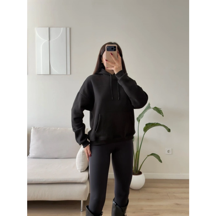Angel Baskı Oversize Sweat - SİYAH