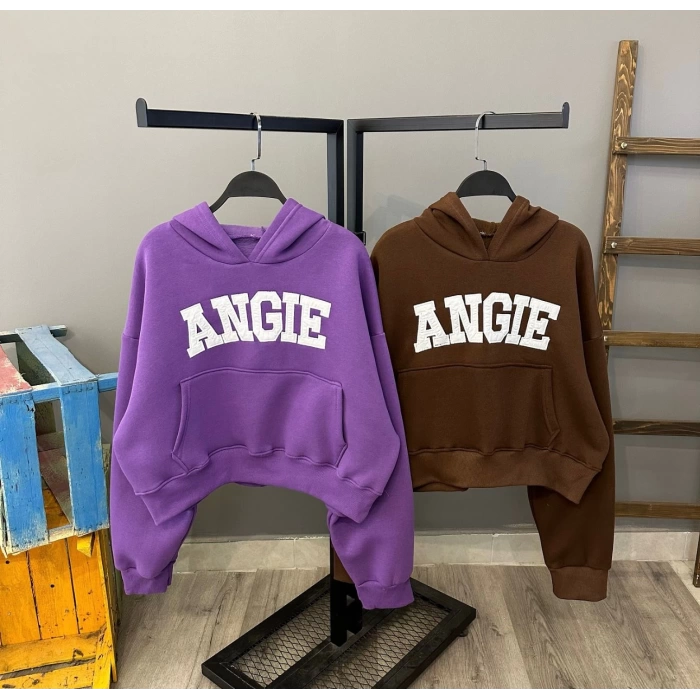 Angie Kanguru Cep Kapüşonlu Sweat-MOR