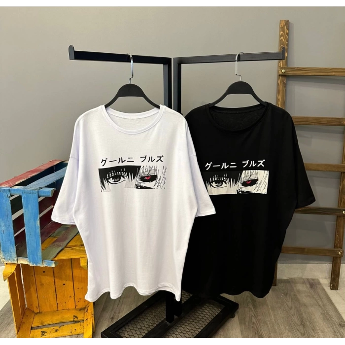 Anime Unisex Oversize T-shirt-BEYAZ