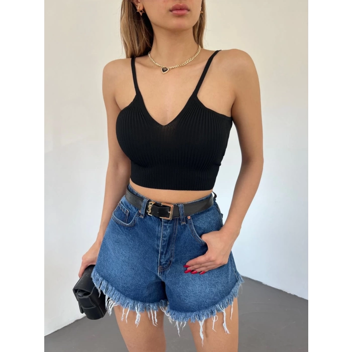 Askılı Kaşkorse Crop-SİYAH