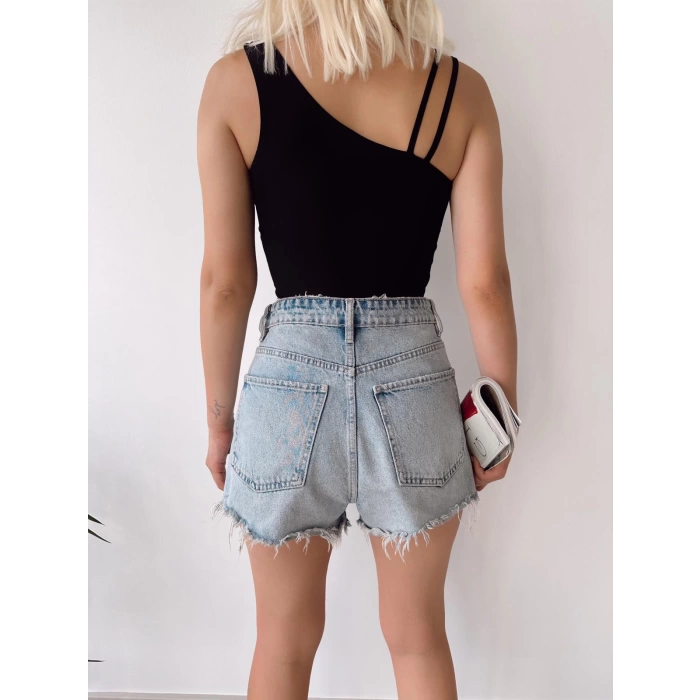 Askılı Omuz Detay Crop-SİYAH