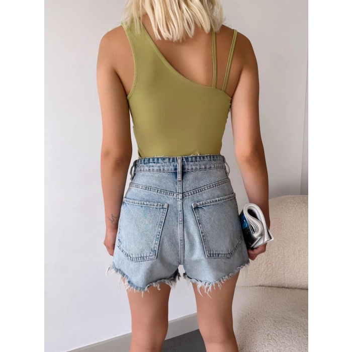Askılı Omuz Detay Crop-YEŞİL