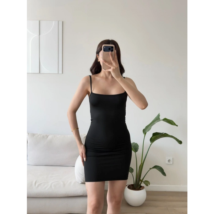 Askılı Scuba Mini Elbise