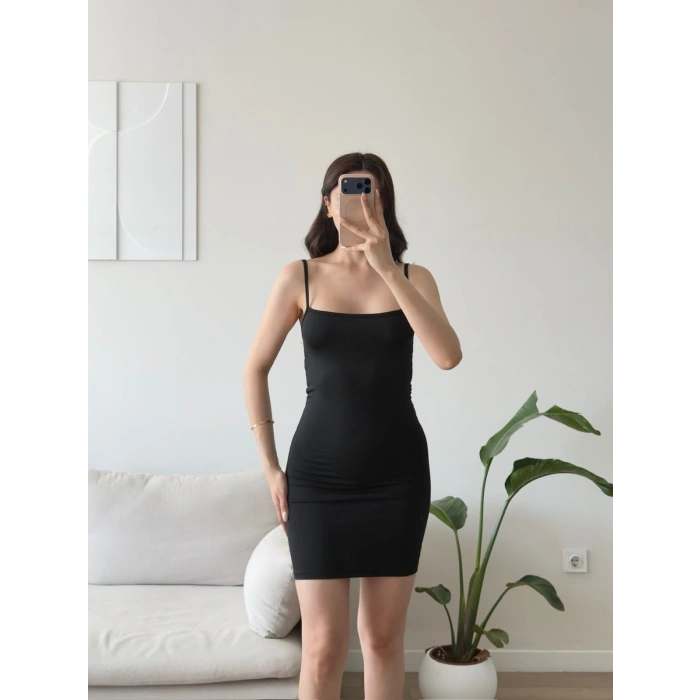Askılı Scuba Mini Elbise
