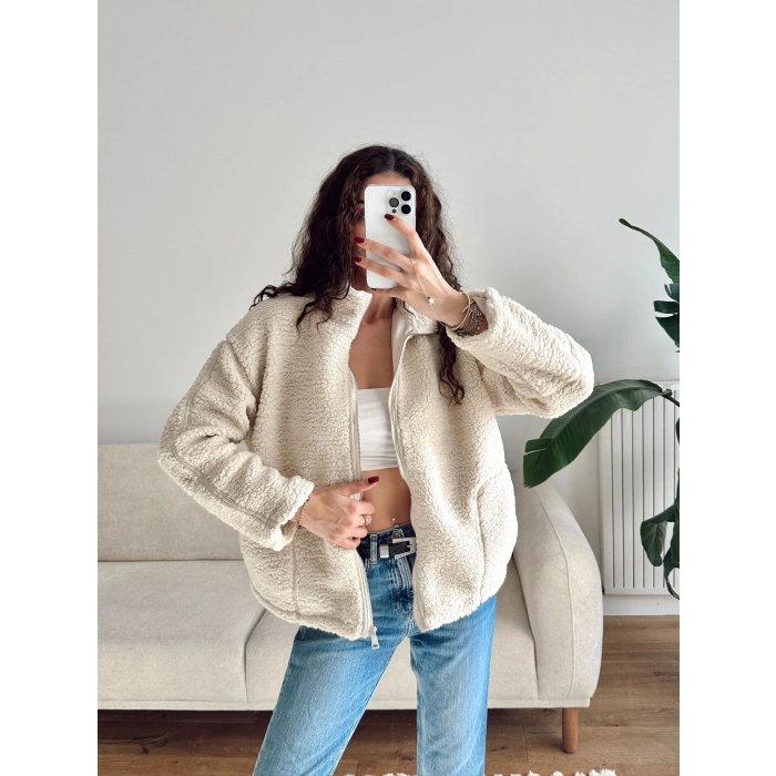 Astarlı Cozy Peluş Ceket - BEJ