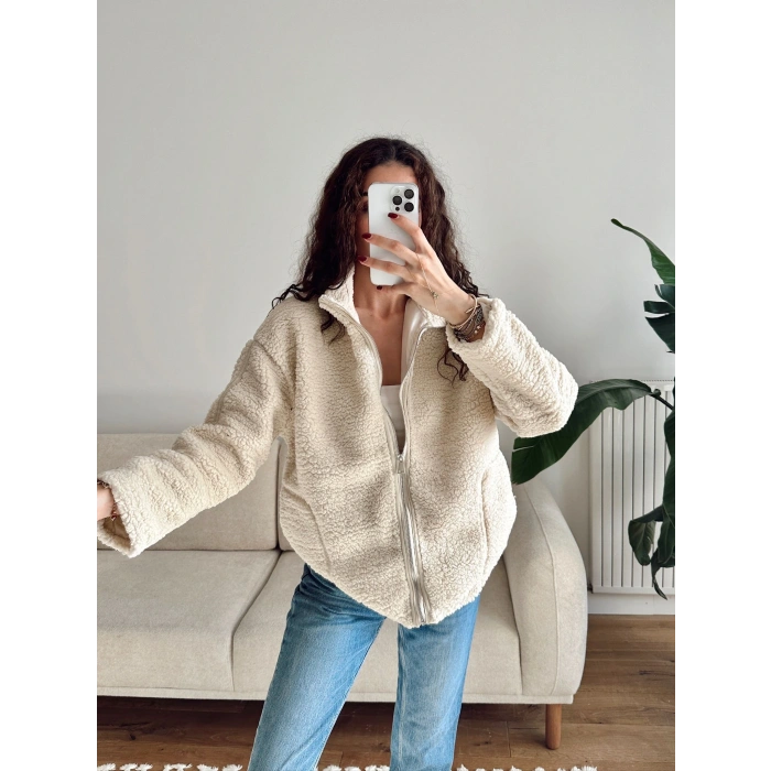 Astarlı Cozy Peluş Ceket - BEJ