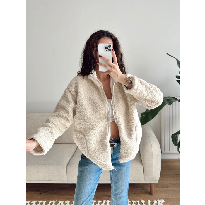 Astarlı Cozy Peluş Ceket - BEJ