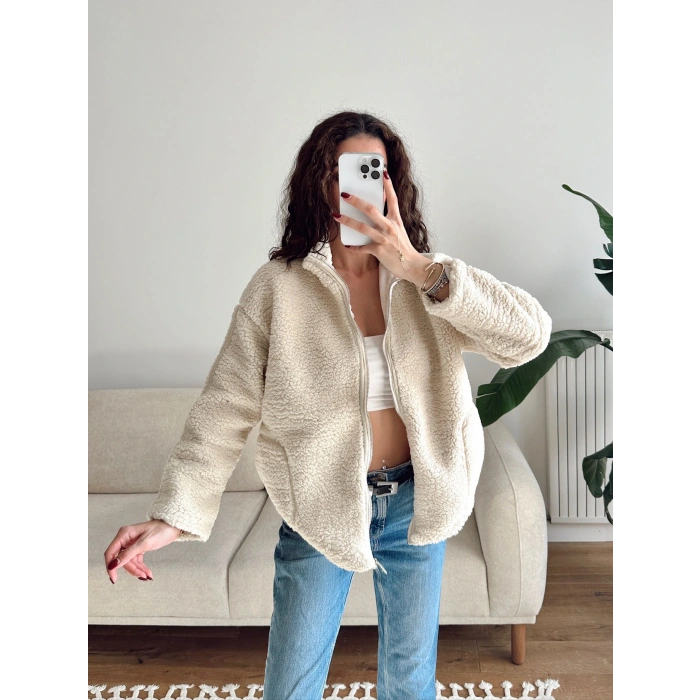 Astarlı Cozy Peluş Ceket - BEJ