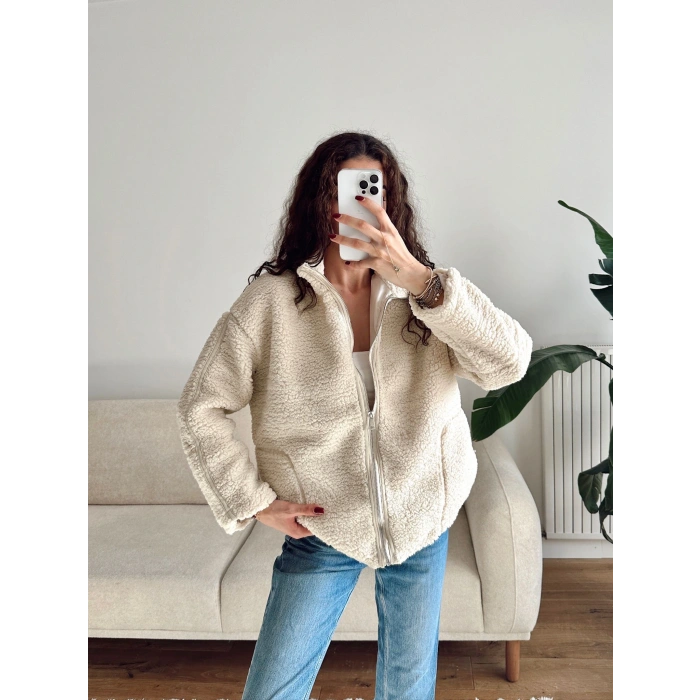 Astarlı Cozy Peluş Ceket - BEJ