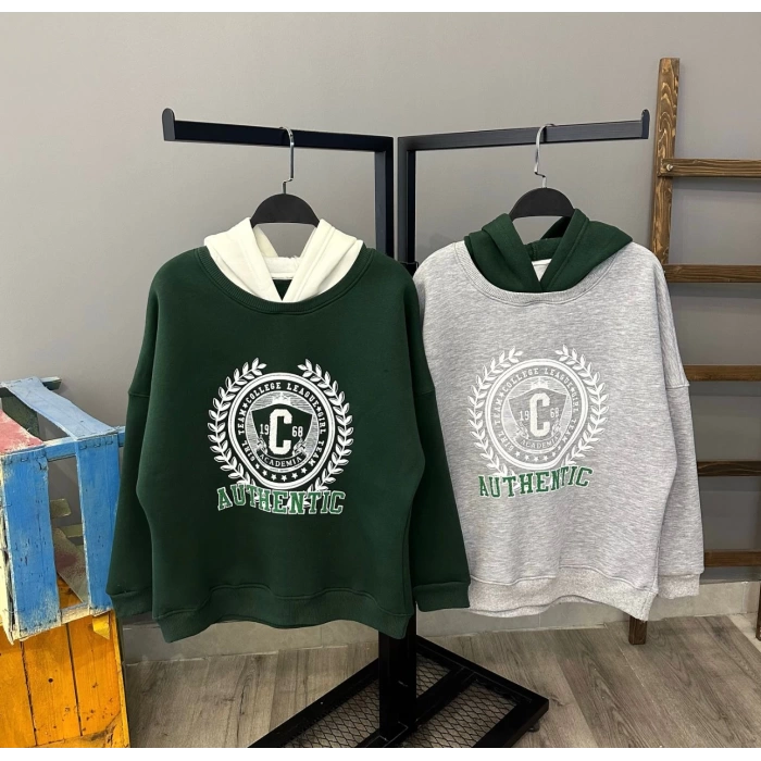 Authentic College Unisez Kapüşonlu Sweat-YEŞİL