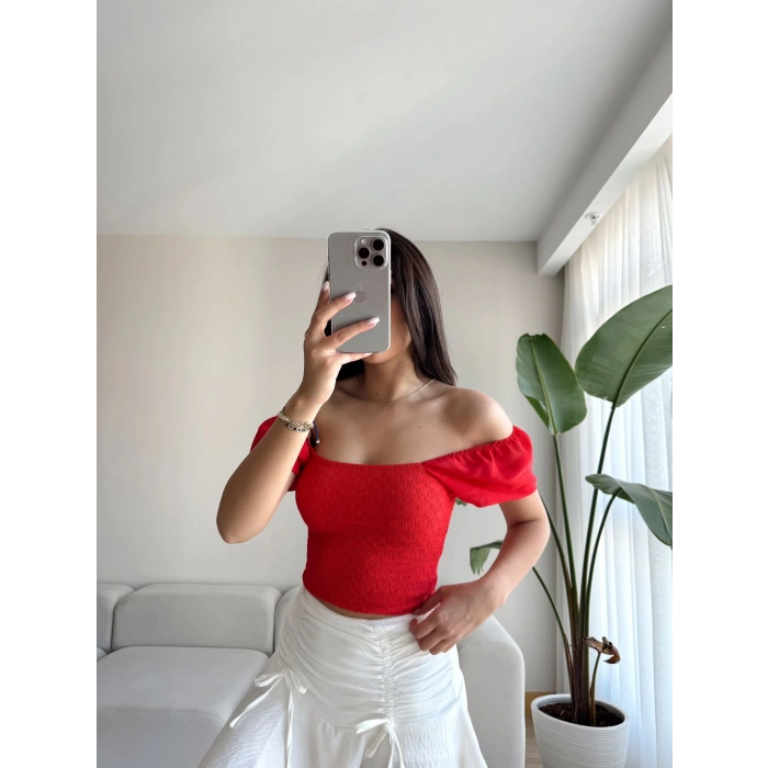 Bağcıklı Büzgülü Etek-BEYAZ