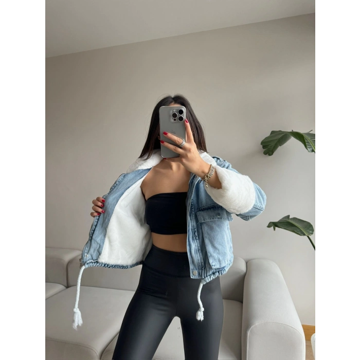 Bağcıklı-İçi Ve Bileği Peluş Kot Mont