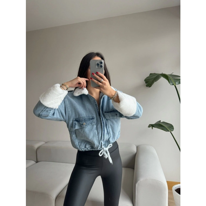 Bağcıklı-İçi Ve Bileği Peluş Kot Mont