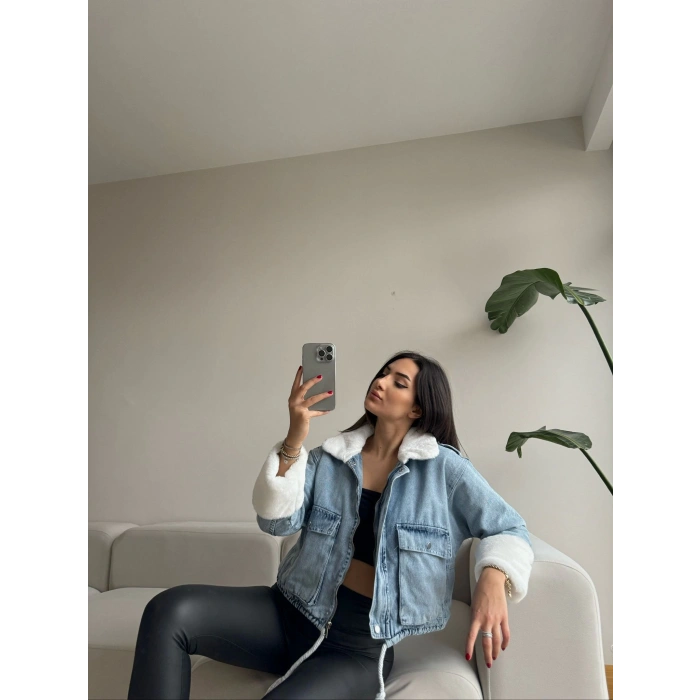 Bağcıklı-İçi Ve Bileği Peluş Kot Mont