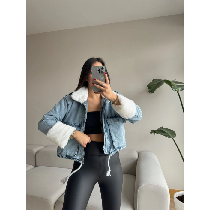 Bağcıklı-İçi Ve Bileği Peluş Kot Mont