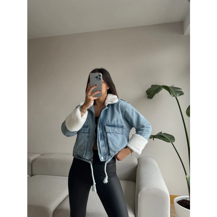 Bağcıklı-İçi Ve Bileği Peluş Kot Mont