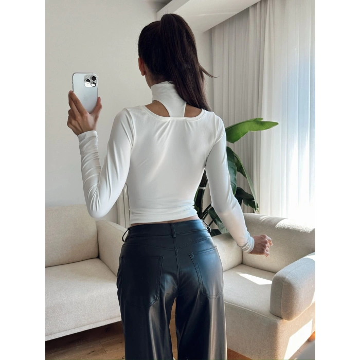 Balıkçı Çift Damla Crop - BEYAZ