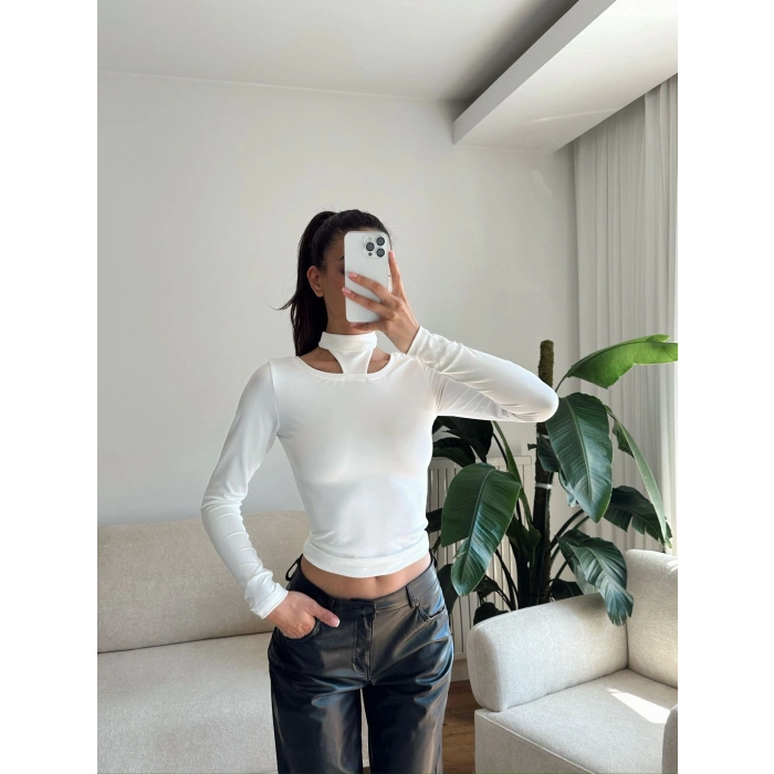 Balıkçı Çift Damla Crop - BEYAZ