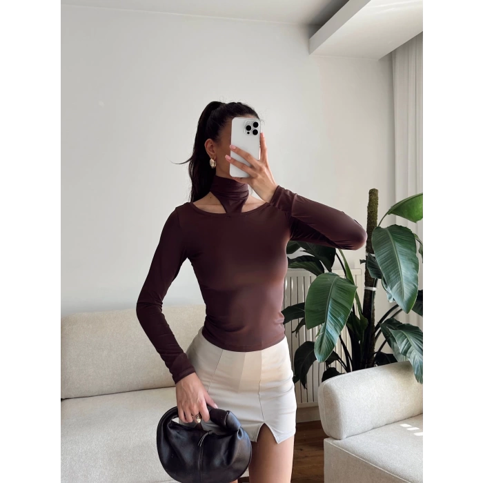 Balıkçı Çift Damla Crop - KAHVE