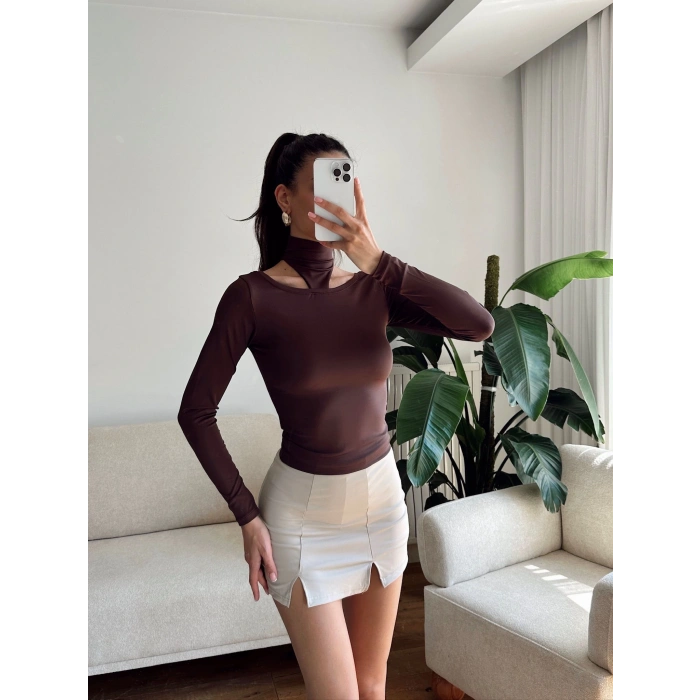 Balıkçı Çift Damla Crop - KAHVE