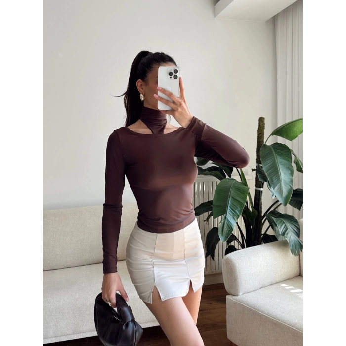 Balıkçı Çift Damla Crop - KAHVE