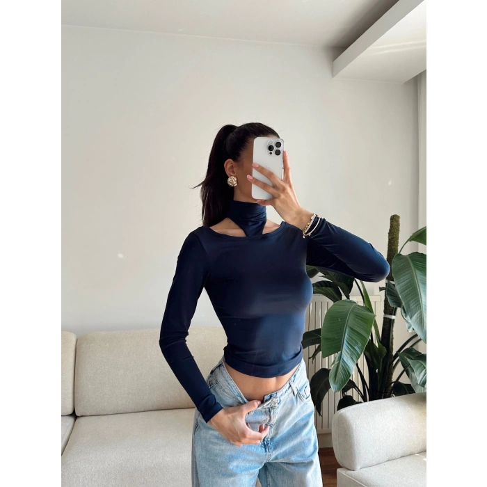 Balıkçı Çift Damla Crop - LACİVERT