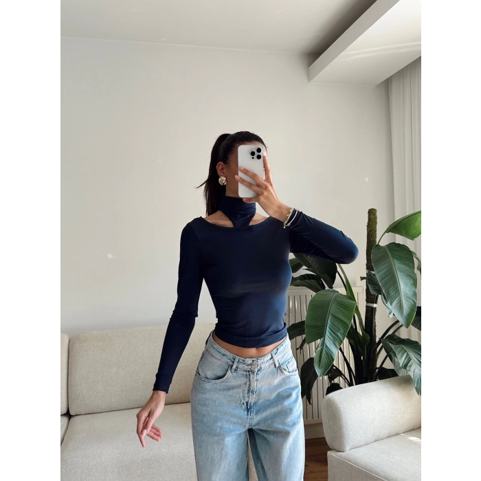 Balıkçı Çift Damla Crop - LACİVERT
