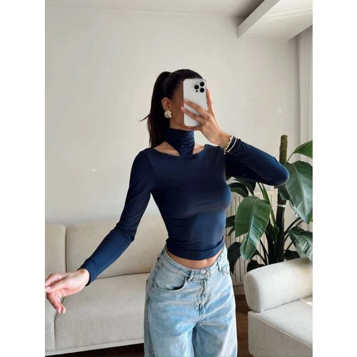 Balıkçı Çift Damla Crop - LACİVERT