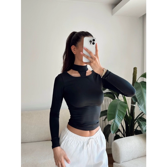 Balıkçı Çift Damla Crop - SİYAH