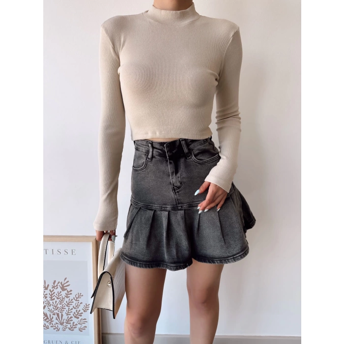 Balıkçı Yaka Crop Bluz