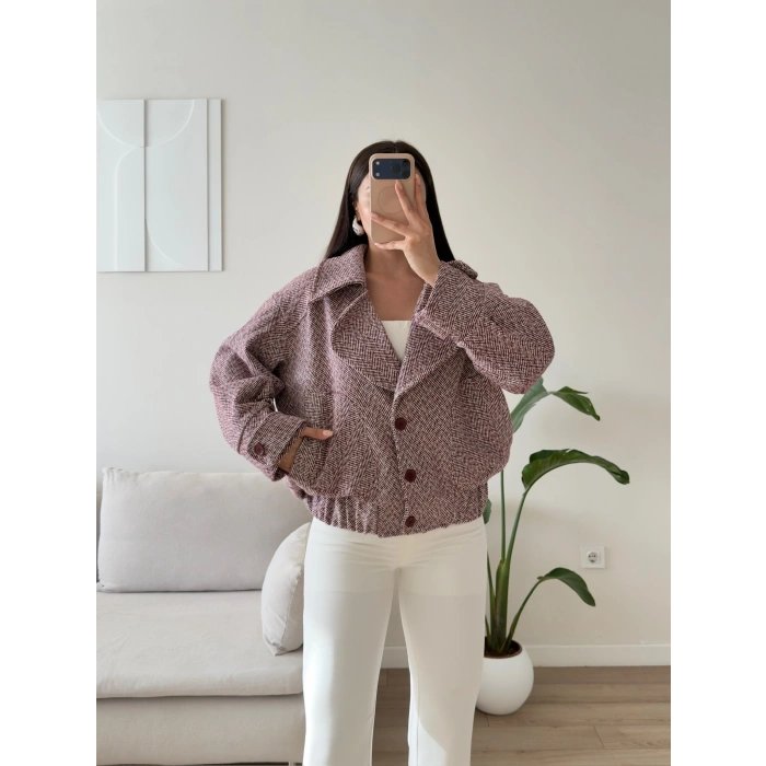 Balıksırtı Premium Bomber Ceket - BORDO