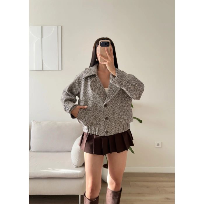 Balıksırtı Premium Bomber Ceket - FÜME