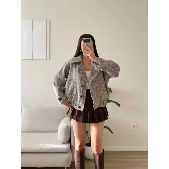 Balıksırtı Premium Bomber Ceket - FÜME
