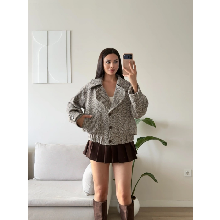 Balıksırtı Premium Bomber Ceket - FÜME