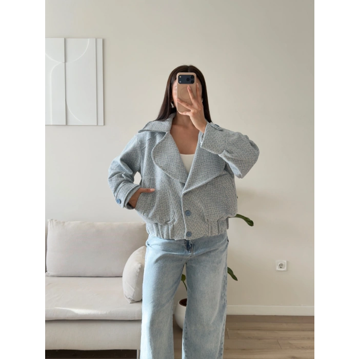 Balıksırtı Premium Bomber Ceket - MAVİ