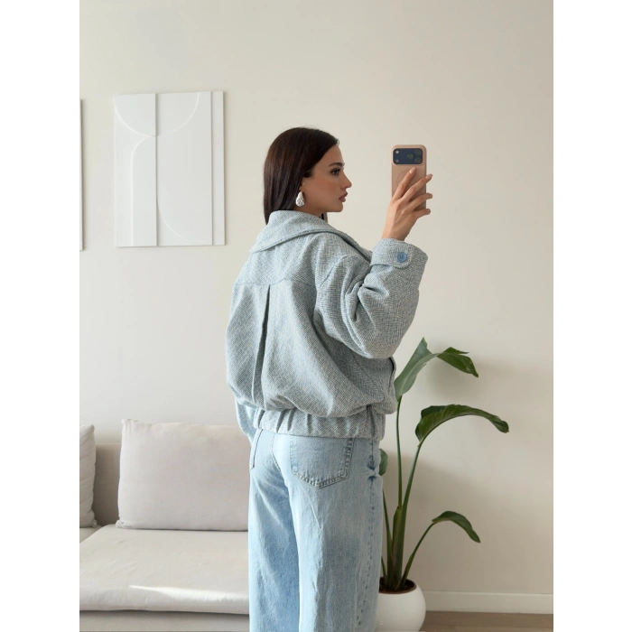 Balıksırtı Premium Bomber Ceket - MAVİ