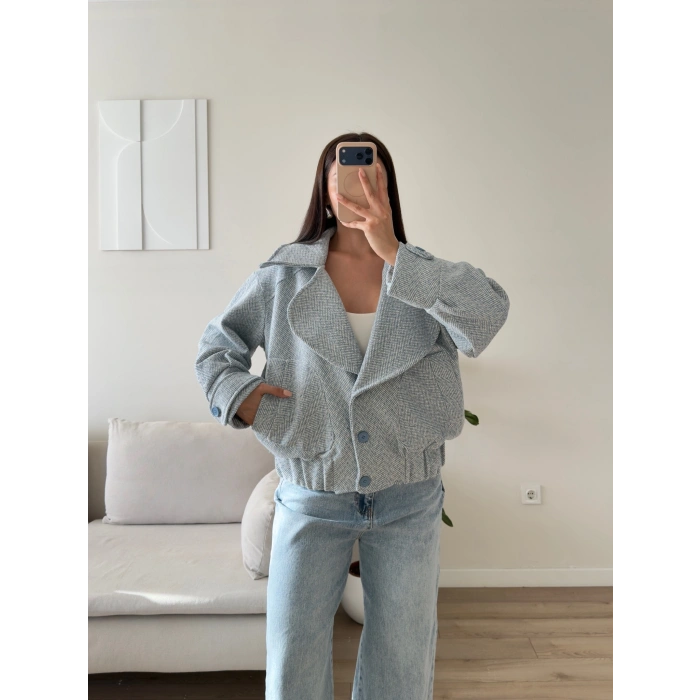Balıksırtı Premium Bomber Ceket - MAVİ