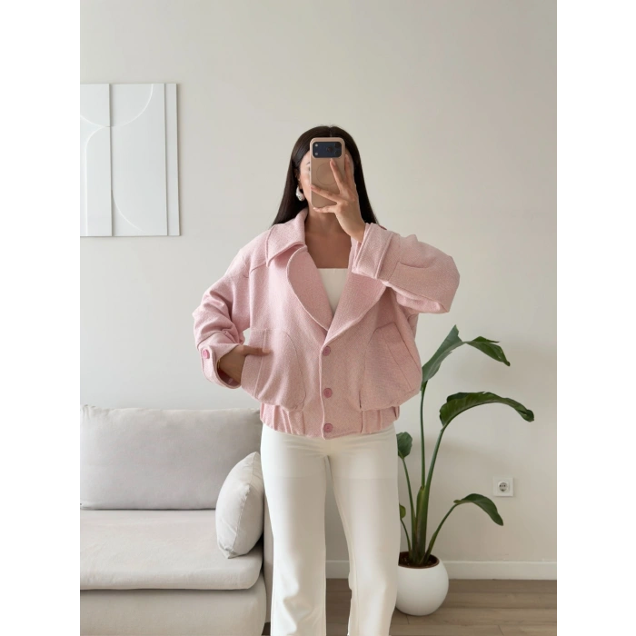 Balıksırtı Premium Bomber Ceket - PEMBE