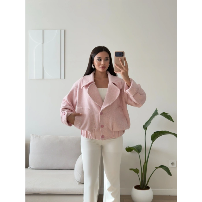 Balıksırtı Premium Bomber Ceket - PEMBE