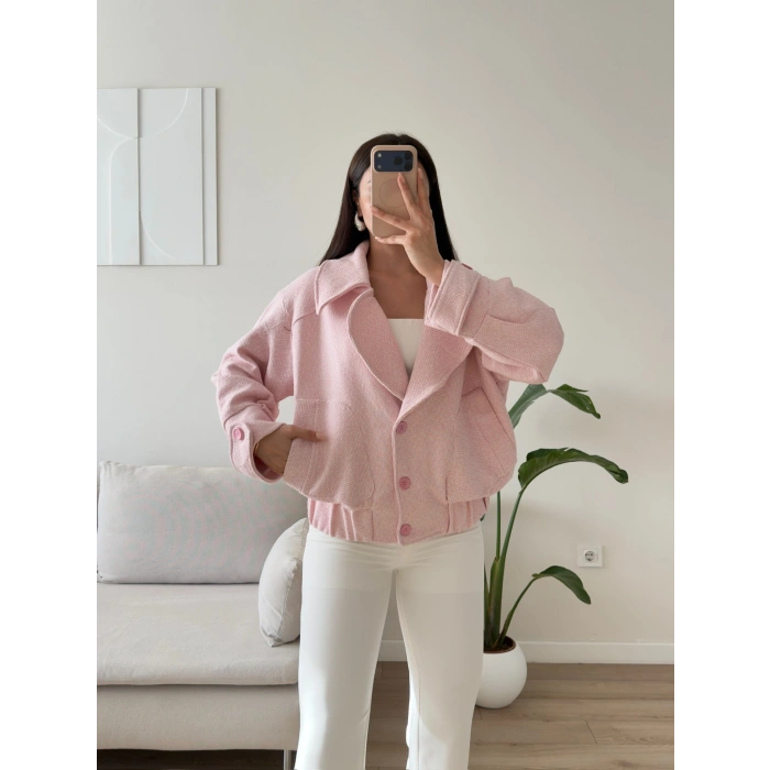 Balıksırtı Premium Bomber Ceket - PEMBE