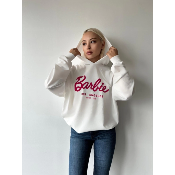 Barbie Los Angeles Unisex Oversize Sweatshirt-BEYAZ