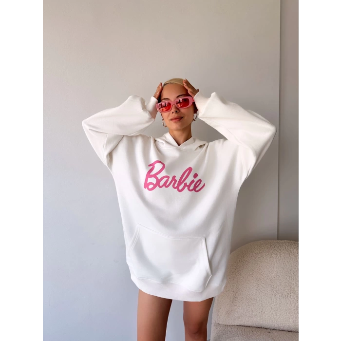 Barbie Unisex Oversize Sweatshirt-BEYAZ