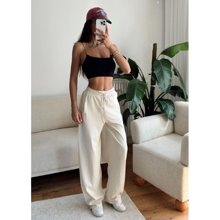 Barrel Fit Eşofman Altı - BEJ